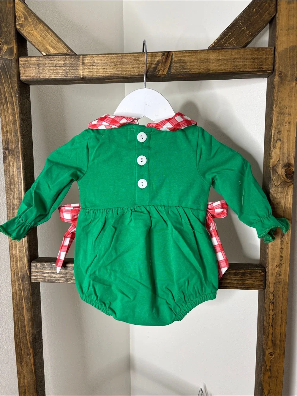 Green Grinch Holiday Smocked Bubble Romper Grinchmas Size 3M